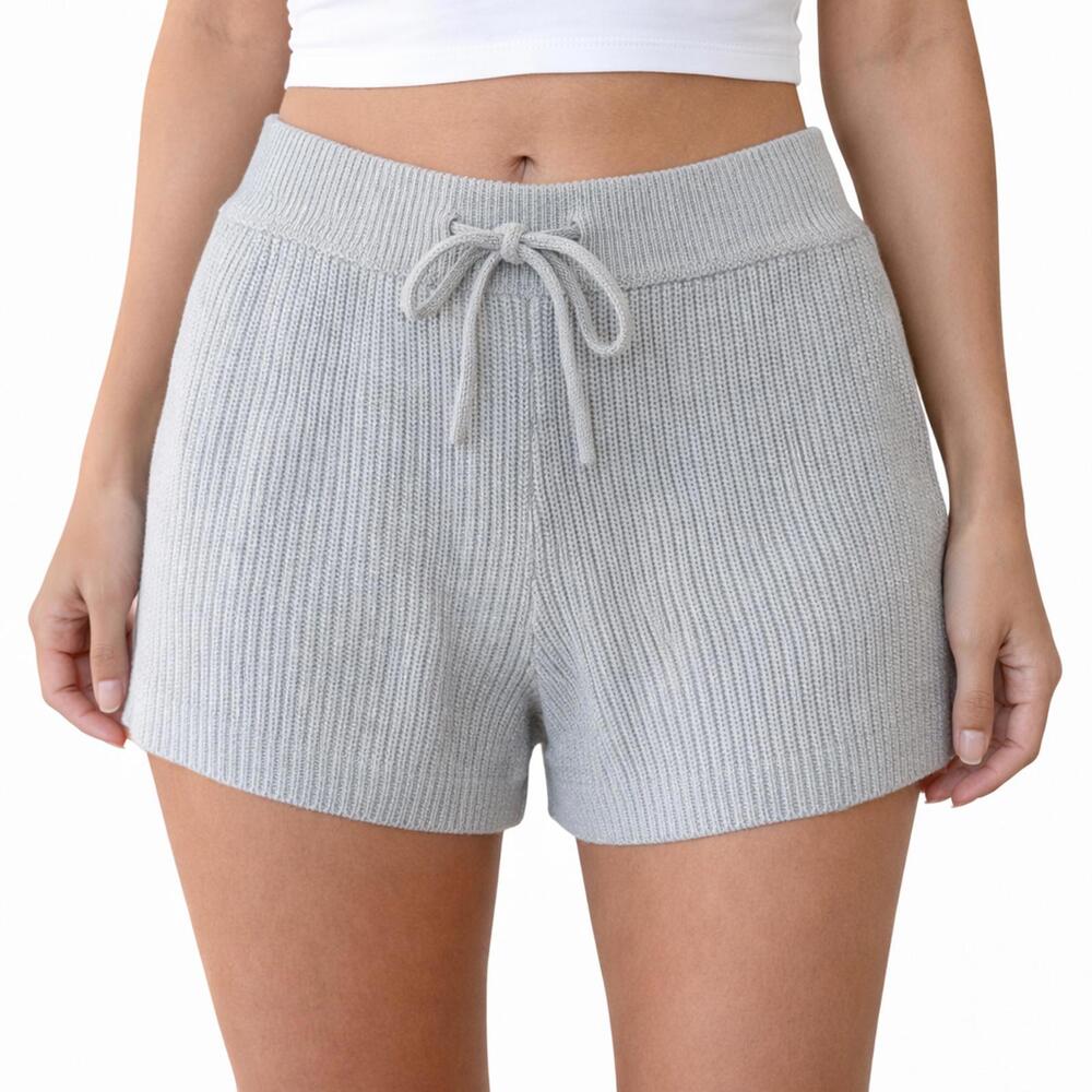 NWT Rachel Parcell Pull On Sweater Shorts Harbor Mist Gray Drawstring Size M - Picture 1 of 5